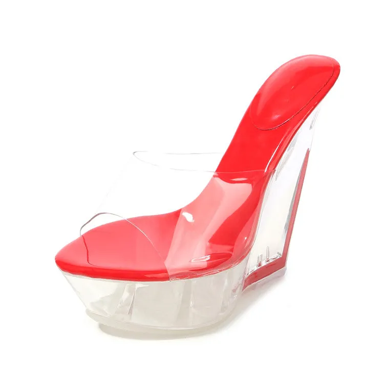 Private label trendy transparent sexy women's super high heel sandals