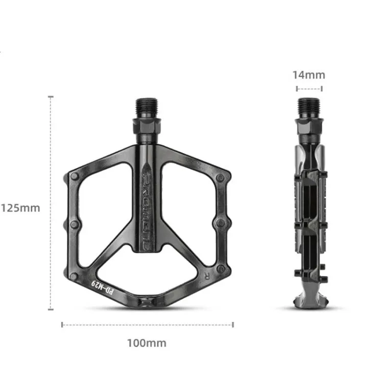 PROMEND PD-M29 1pair DU Bearings Pedal Aluminum Mountain Car Peilin Riding Foot Pedal(Black)