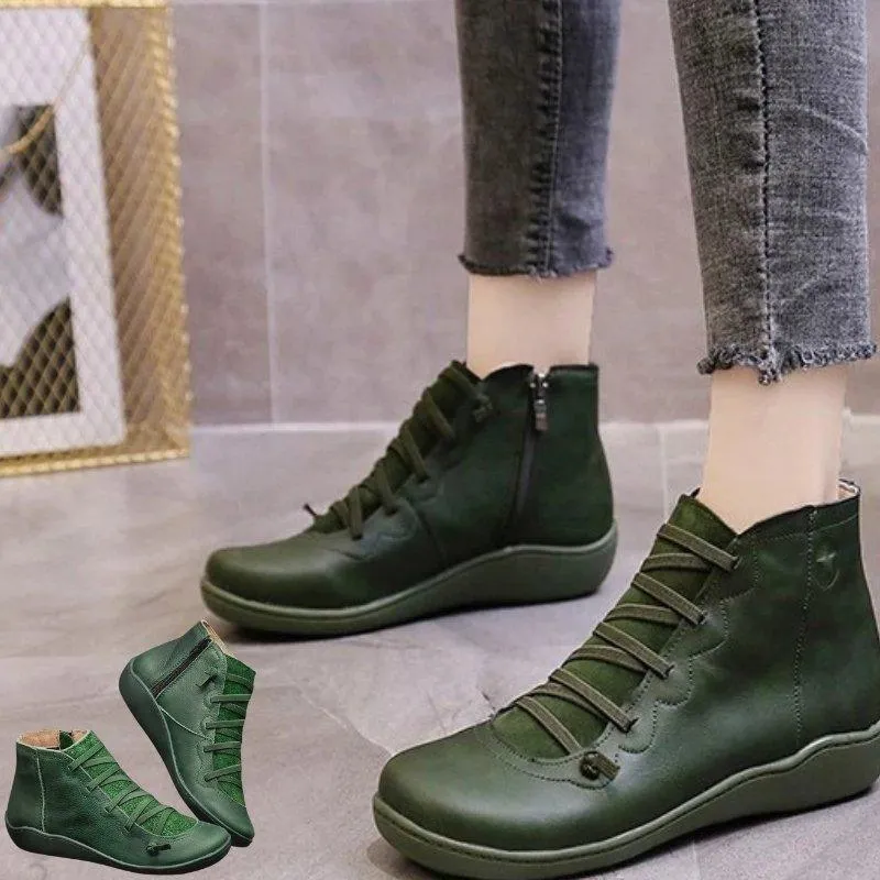 Round Toe Zipper Casual Ankle Boots for Bunions