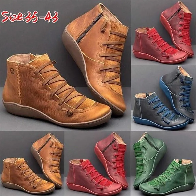 Round Toe Zipper Casual Ankle Boots for Bunions