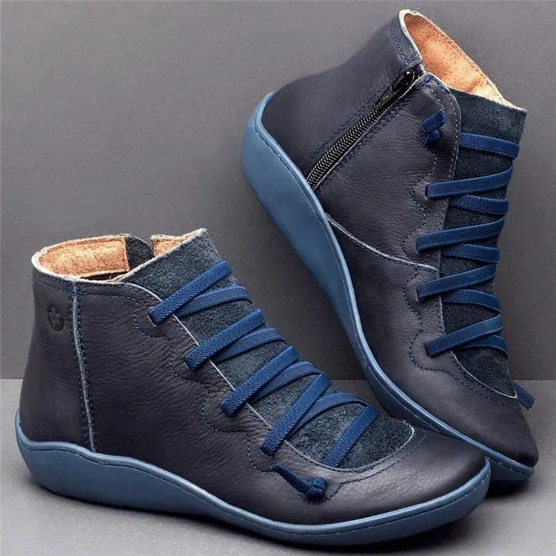 Round Toe Zipper Casual Ankle Boots for Bunions