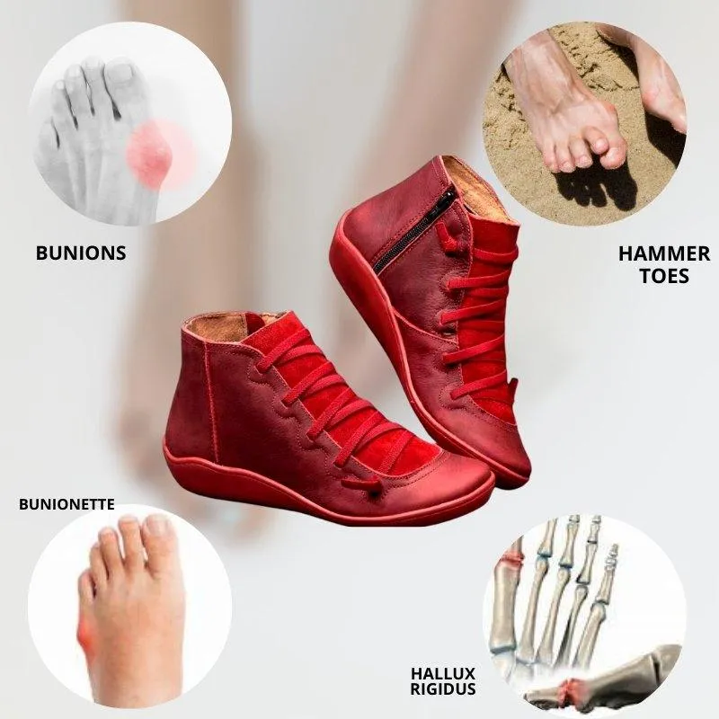 Round Toe Zipper Casual Ankle Boots for Bunions