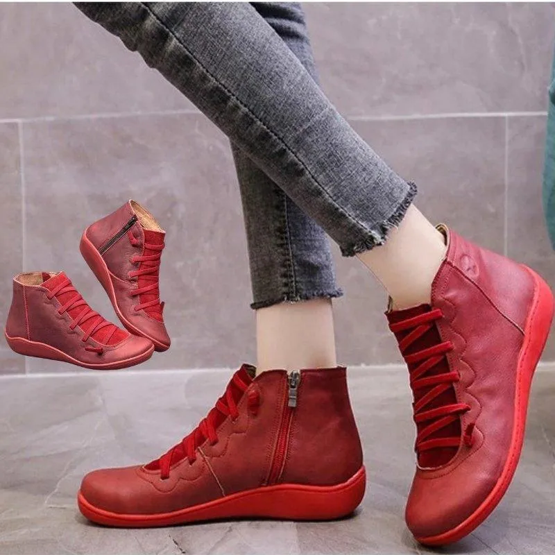 Round Toe Zipper Casual Ankle Boots for Bunions