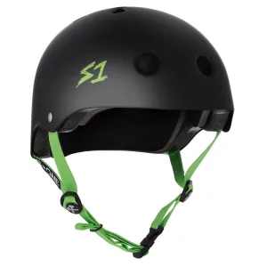 S1 LIFER BLACK MATTE BRIGHT GREEN STRAP HELMET