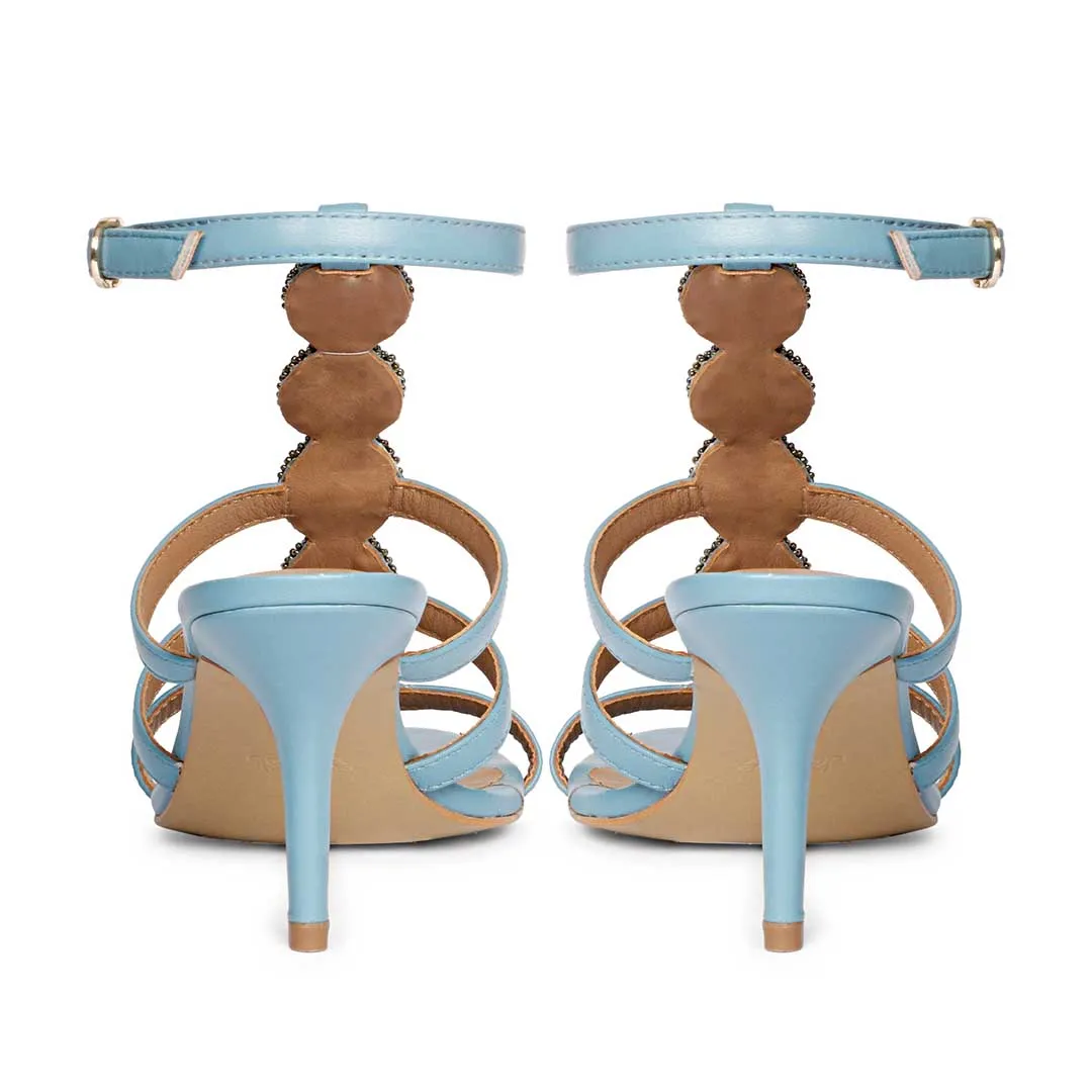 Saint Monroe Multi Stone Embellished Blue Leather Stilettos