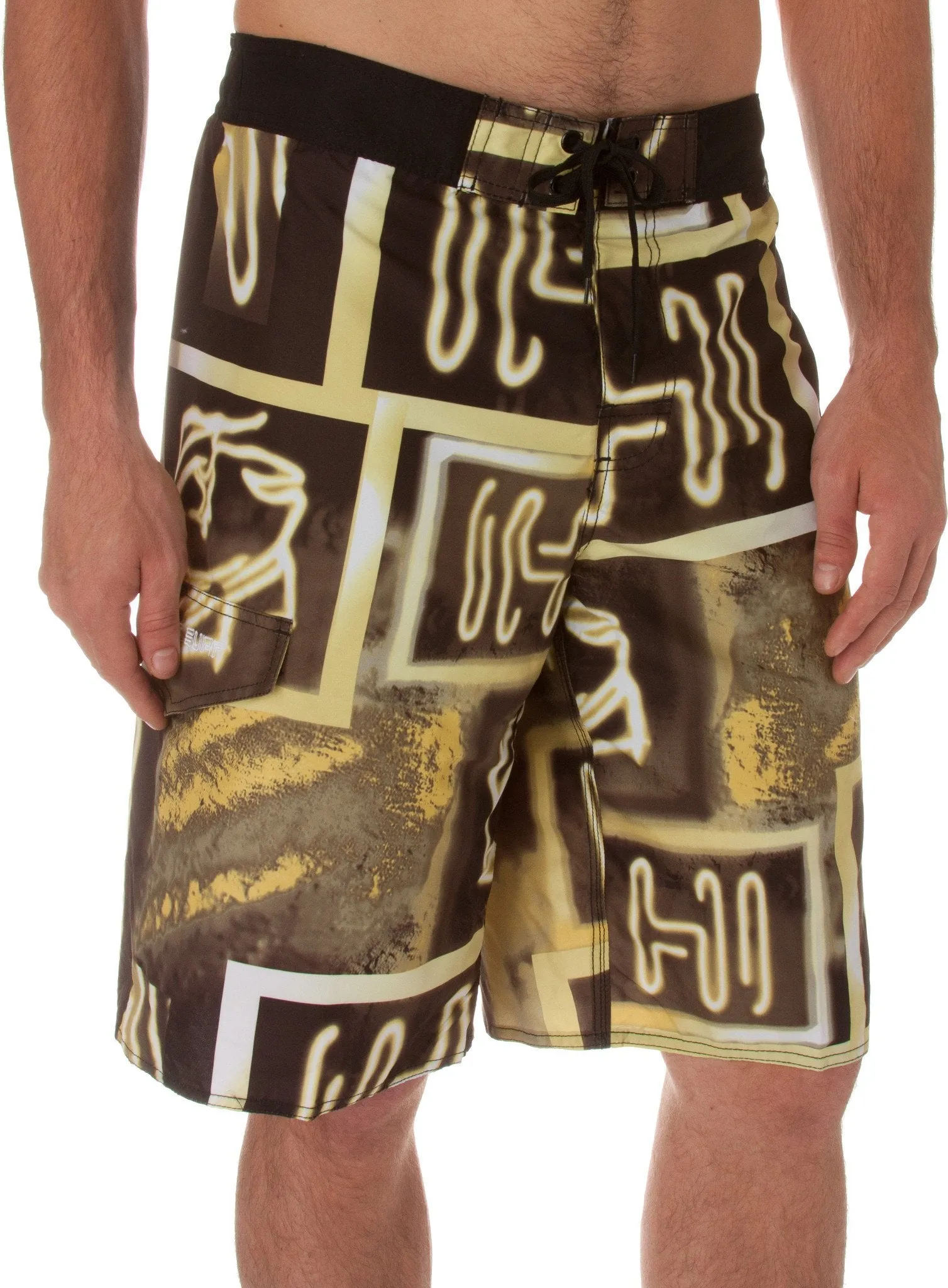 Sakkas Mens Neon Light Design Surf Board Short / Swim Trunks