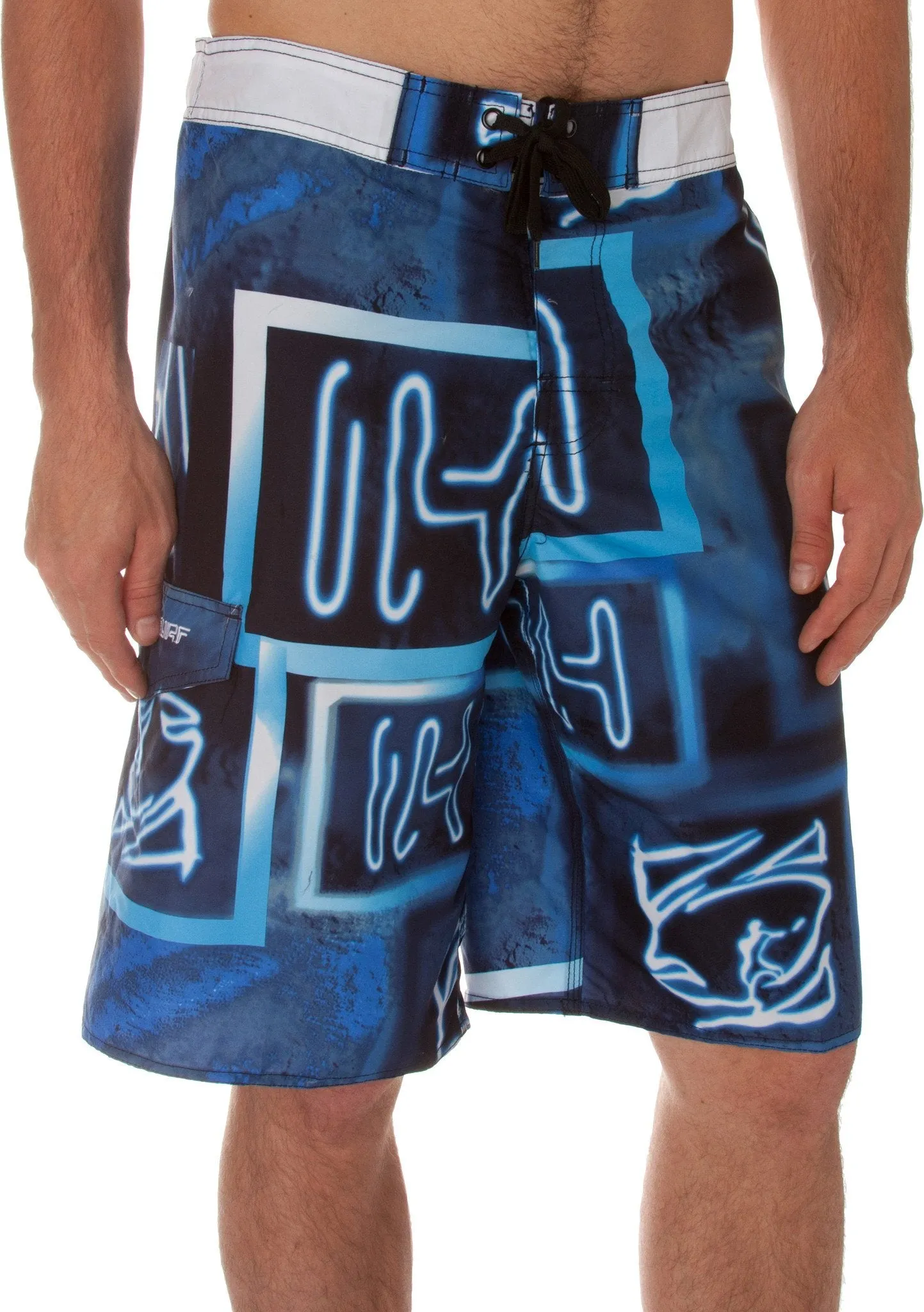 Sakkas Mens Neon Light Design Surf Board Short / Swim Trunks