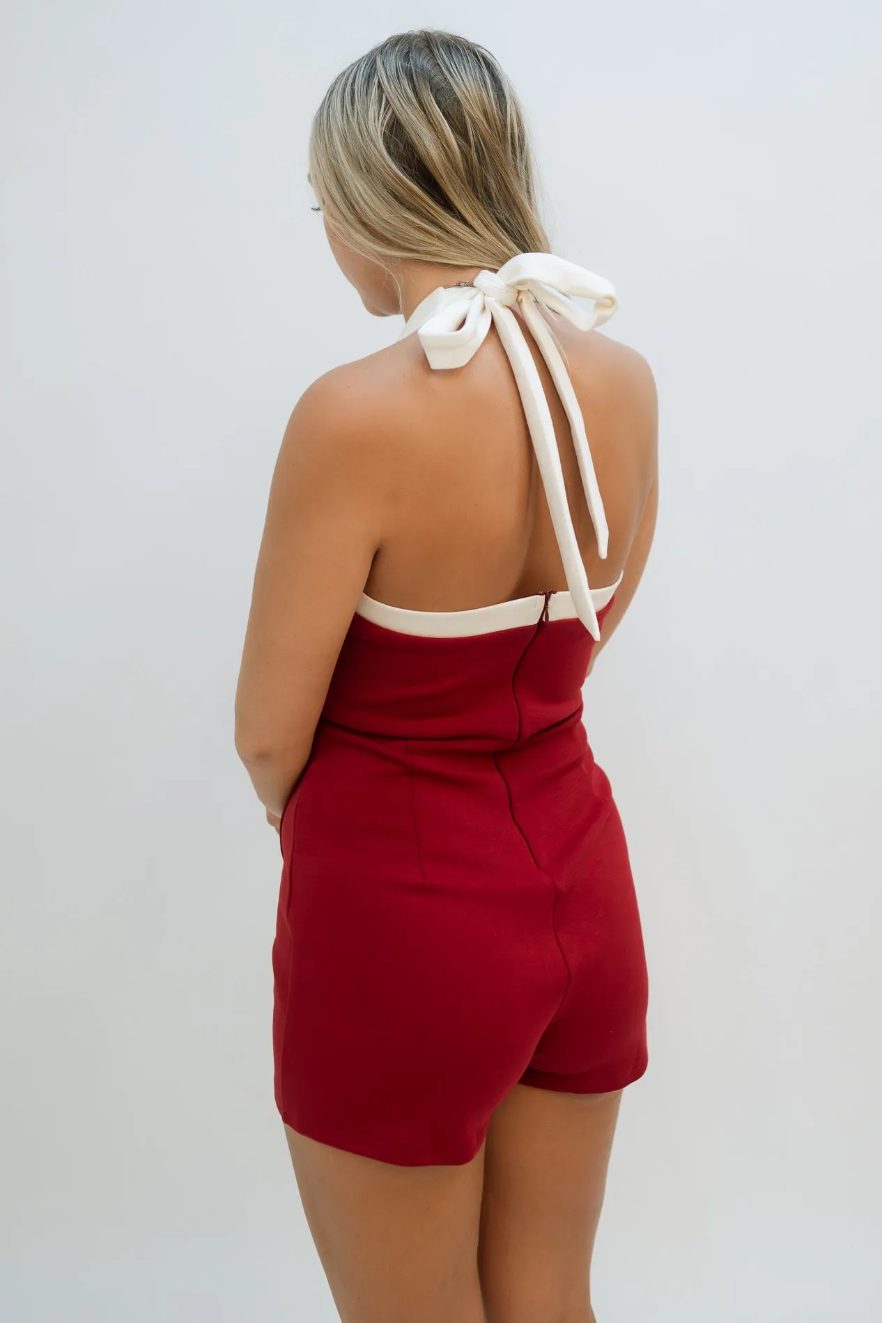 Skylar Red White Romper