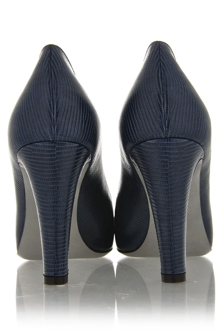 SNAKE Blue Leather Pumps