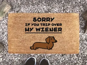 Sorry If You Trip Over My Wiener Doormat, Funny Dog Doormat, Dachshund Doormat, Funny Sausage Dog Doormat