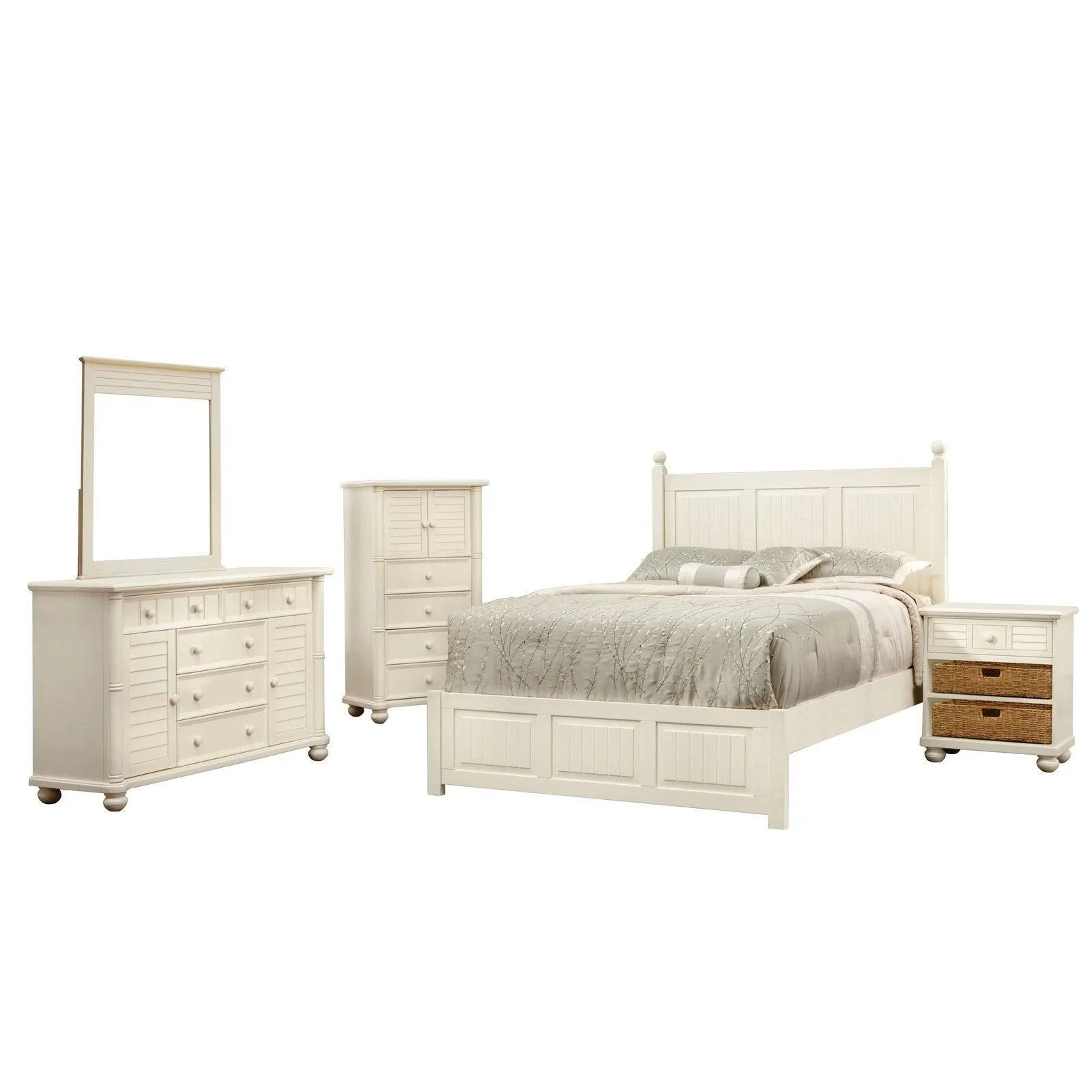 Sunset Trading Ice Cream at the Beach 5 Piece King Bedroom Set in Off White