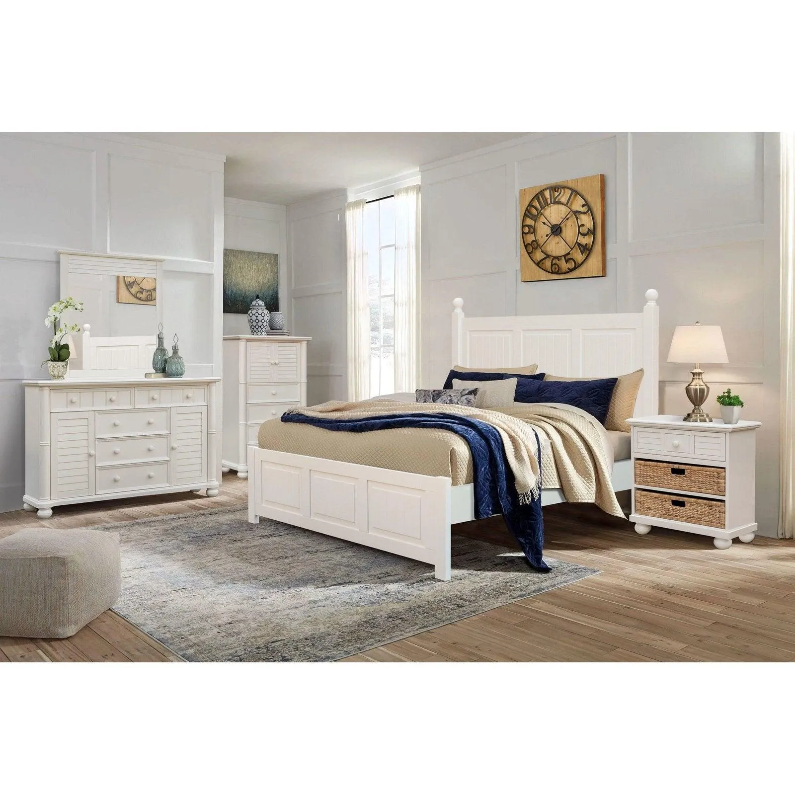 Sunset Trading Ice Cream at the Beach 5 Piece King Bedroom Set in Off White