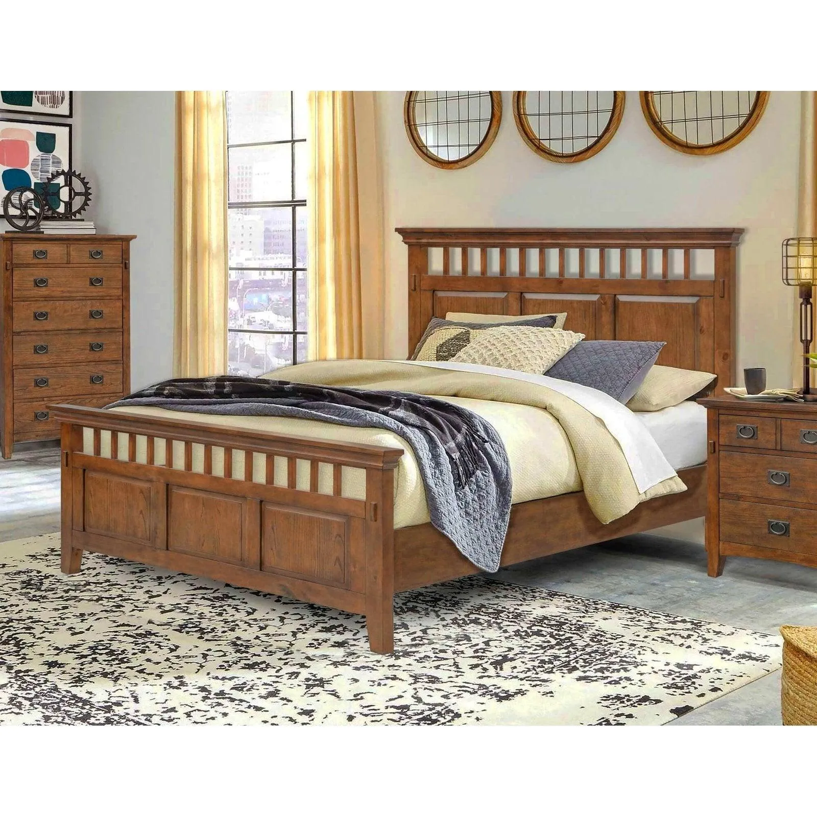 Sunset Trading Mission Bay King Bed in Amish Brown