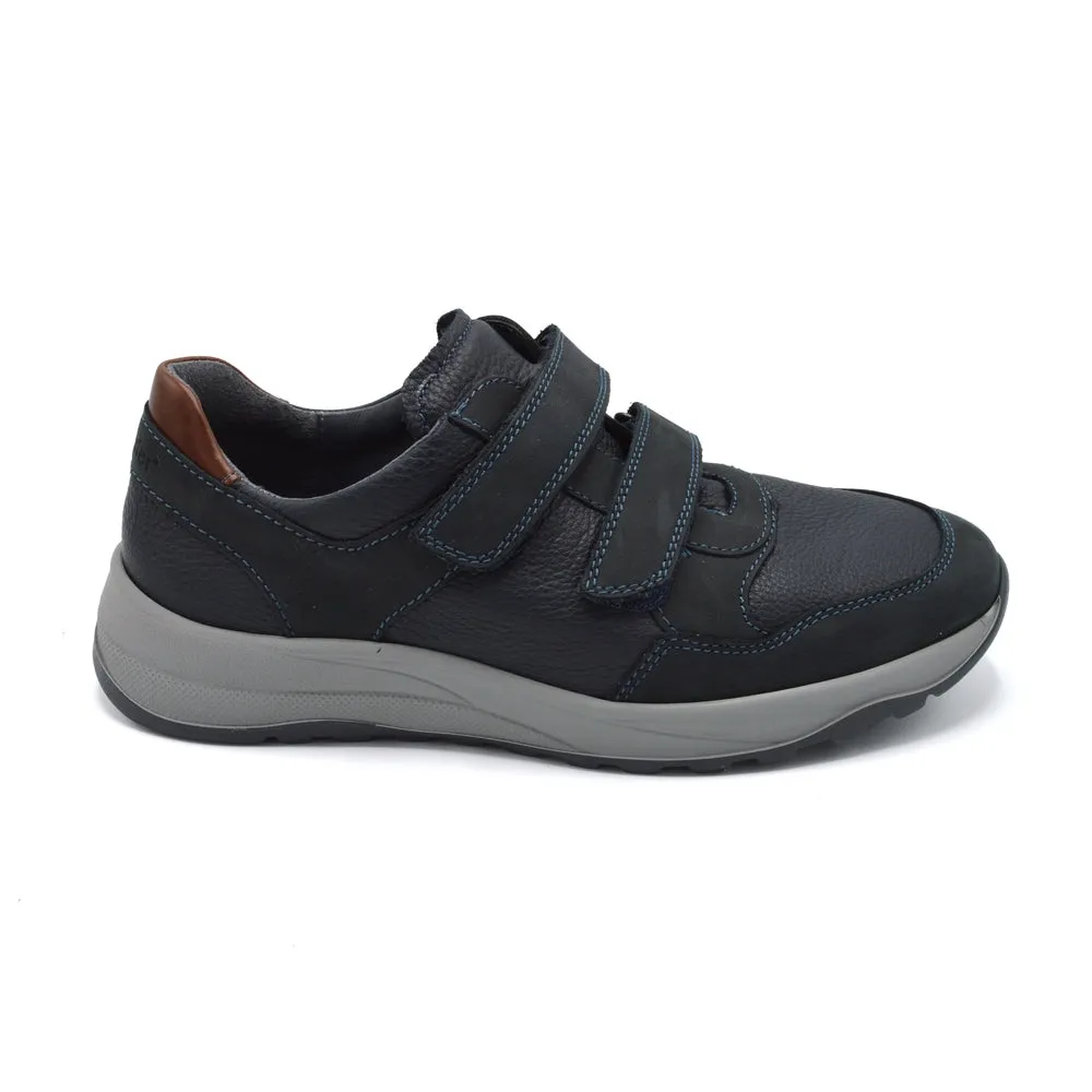 Waldlaufer John - Mens Extra Wide Sporty Velcro - 4E Fitting - Navy