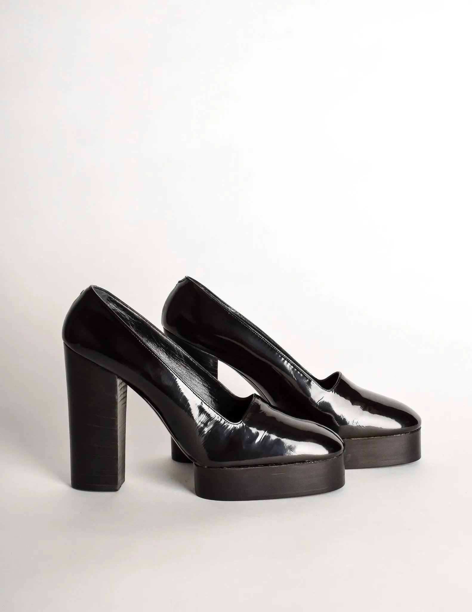 Walter Steiger Vintage Black Patent Leather Platform Heels Shoes