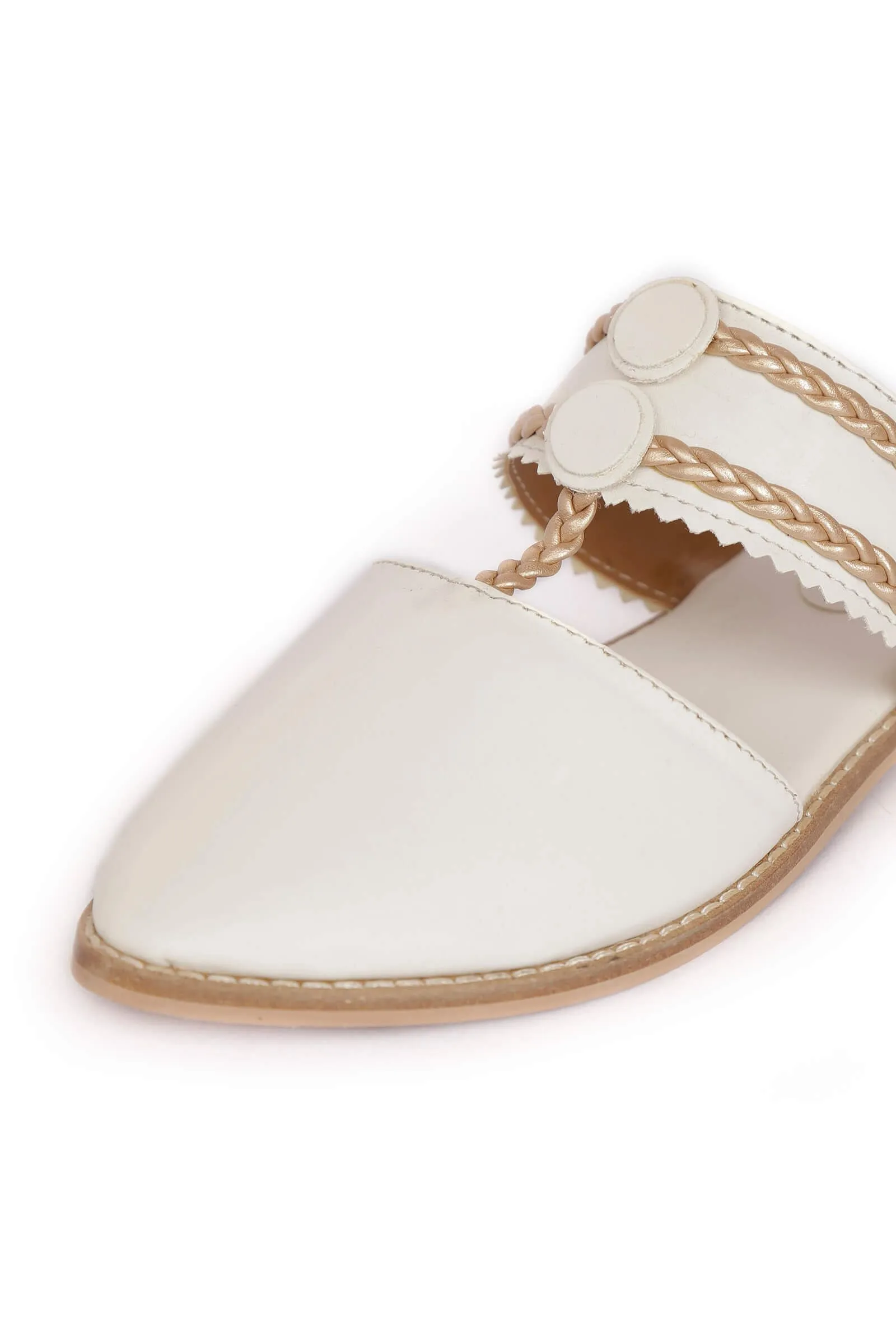 White Sunheri Braided Sliders