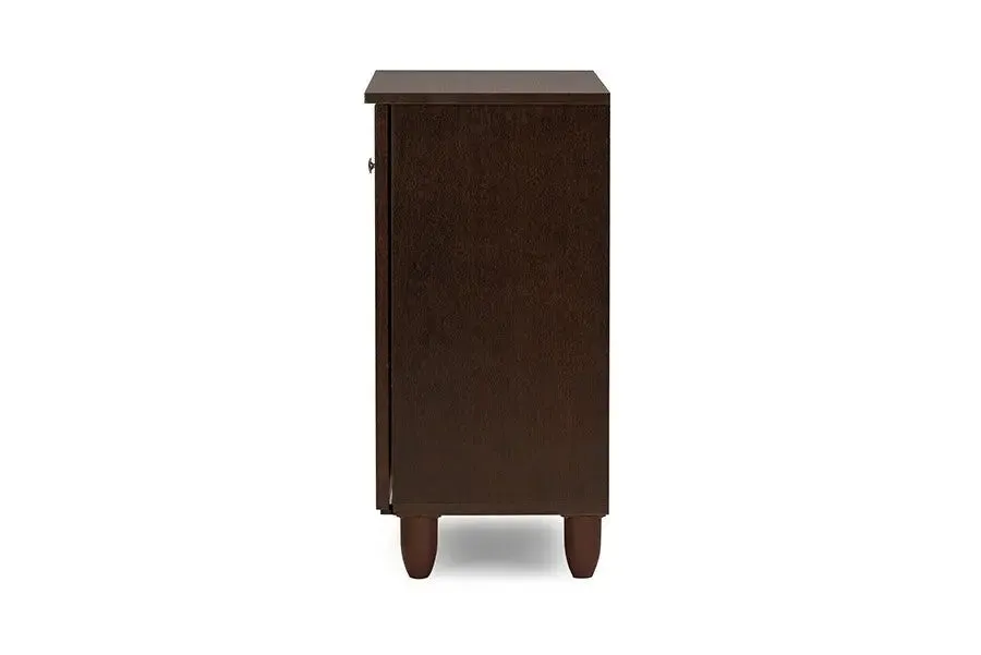 Winda 2-Door Dark Brown Wooden Entryway Shoes Storage Cabinet