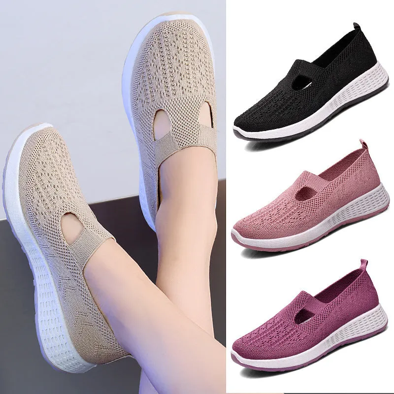 Women's Cloth Low-cut Mesh Breathable Mom Soft Bottom Canvas Shoes